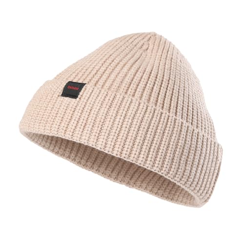 Fisherman Beanie Hats for Men Women,Knit Trawler Skull Cap,Watch Cap,Spring Fall Winter Warm Short Hats - color: (Thick Stretchy)-beige-m
