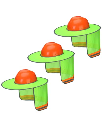 UNCO- Hard Hat Sun Shield, Full & Standard Brim Mesh Sunshade High Visibility Reflective, Hard Hat Sun Shade, 3 Green Hats - color: Green, size: 3 Pack