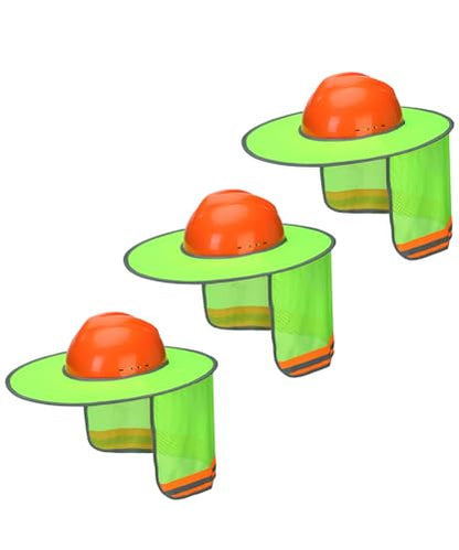 UNCO- Hard Hat Sun Shield, Full & Standard Brim Mesh Sunshade High Visibility Reflective, Hard Hat Sun Shade, 3 Green Hats - color: Green, size: 3 Pack