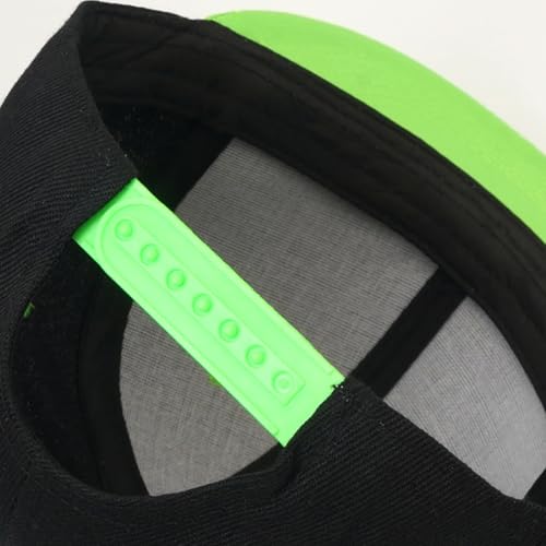Snapback Hat Flat Bill Visor Hats Adjustable Hip Hop Baseball Cap for Women Men - color: Black Bright Green