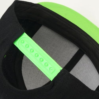 Snapback Hat Flat Bill Visor Hats Adjustable Hip Hop Baseball Cap for Women Men - color: Black Bright Green