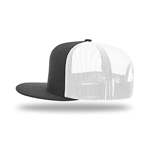 Richardson 511 Wool Blend Flatbill Trucker Snapback Adjustable Cap - color: Black/White