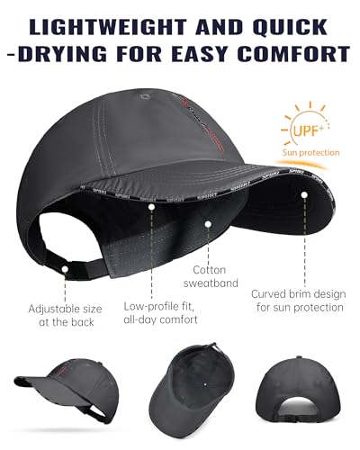 Croogo Quick Dry Running Hat Sun UPF 50+ Lightweight Baseball Cap for Men - color: Cp13-dark Gray