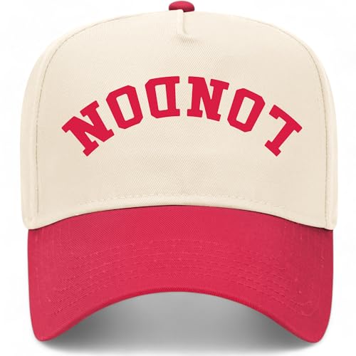 London Upside Down Hat | Premium Adjustable Snapback Baseball Vintage Trucker Hat for Men & Women - color: Red/Natural
