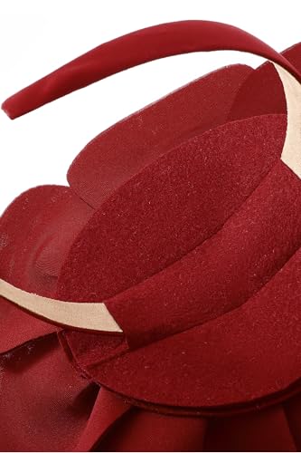BABEYOND Fascinators Hats for Women Layered Flower Tea Party Derby Hats - color: Red