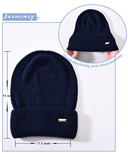 jaxmonoy Slouchy Beanies for Women Winter Lightweight Ladies Knit Hat Cuffed Soft Warm Slouch Beanie Cap - Brown - color: Navy