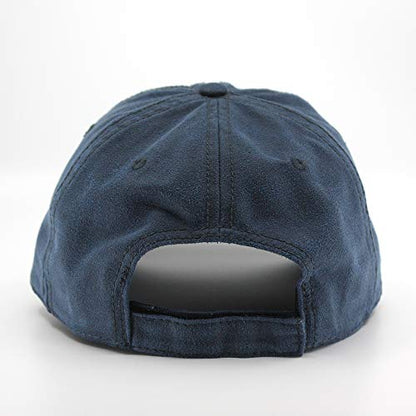 Heavy Washed Coated Canvas Wax-Look Adjustable Low Profile Men Women Baseball Cap - color: Unstructured Navy