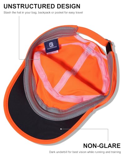GADIEMKENSD Stretch Army Cap Cadet Military Hats Flat Top Baseball Cap Short Bill Breathable - color: Fluorescent Orange