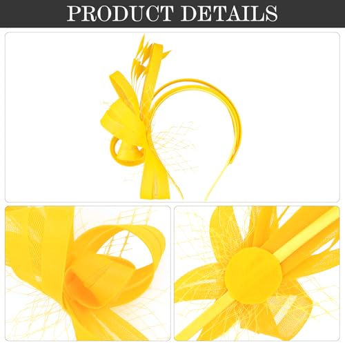 Fascinators Hats for Women, Fascinator Headband Tea Party Hat - color: Yellow