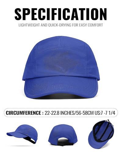 Croogo 5 Panel Running Hat Quick Dry Baseball Cap Sun UV Sports Outdoor Cap - color: Wbbc3-blue
