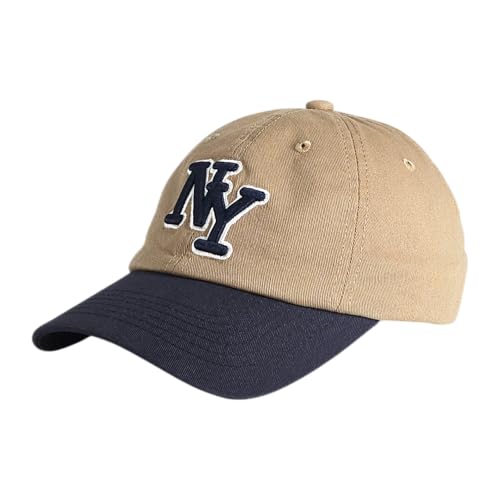 NY 3D Embroidered Dad Hat - New York Baseball Cap - color: Khaki-navy