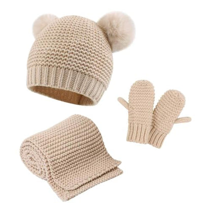 Duoyeree Baby Winter Hat Scarf Glove Beanie Set Fleece Lined Set 0-3T - color: Multiple