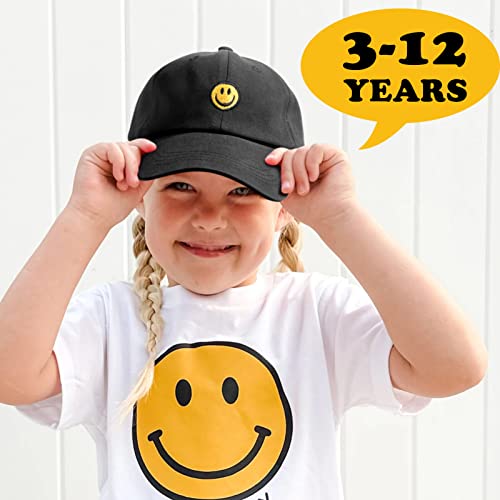 SONMONY Toddler Hat Smile Face Kids Baseball Cap Adjustable Cute Hat 3-12Y - color: Black