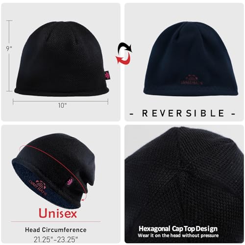 Lvaiz Winter Beanie for Men Women Warm Fleece Lined Reversible Skull Cap - color: Ink Blue
