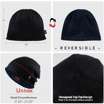 Lvaiz Winter Beanie for Men Women Warm Fleece Lined Reversible Skull Cap - color: Ink Blue
