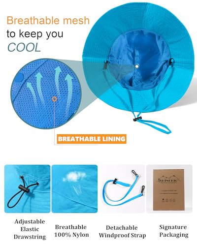 Water-Resistant UPF 50+ Sun Bucket Hat Packable Brimmed for Women Men - color: Aqua Blue