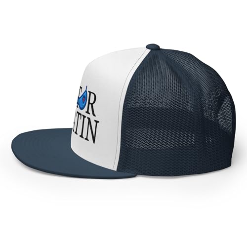 NX Motor Boatin Embroidered Flat Bill Trucker Hat High Crown Snapback Cap - color: Navy/ White/ Navy