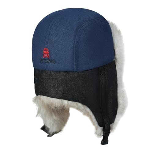 Croogo Trapper Hat Winter Hats for Men Trooper Russian Warm Hat with Ear Flaps Women Ushanka Fur Hat Windproof Ski Hat - color: Pl2510-navy