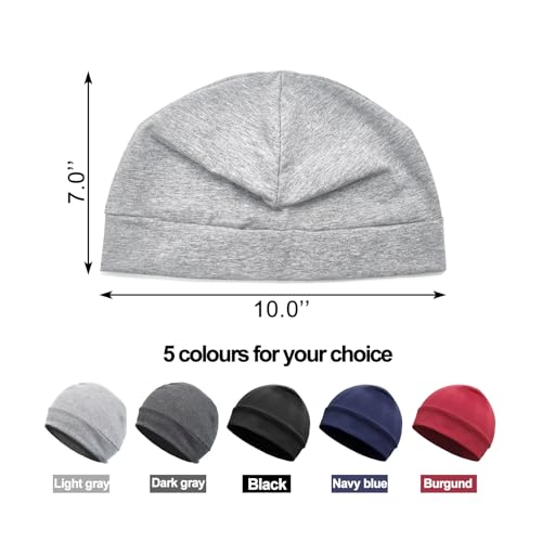 Quacc Unisex Cotton Beanie Hat Thin Running Skull Cap Winter Summer Sports Hat Chemo Cap Helmet Liner Beanies Hat - color: Light Gray