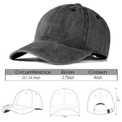 Edoneery Baseball Cap for Men and Women, Low Profile Washed Cotton Dad Hat - color: Dark Gray