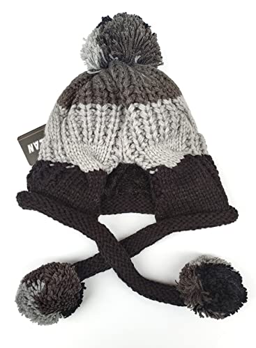 HUAMULAN Women Winter Sherpa Knit Beanie Hat Fleece Lined Ear Flaps - color: Grey Black