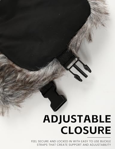 Buauty Fur Trapper Hat for Men Women Winter Windproof Soft Russian Ushanka Hats with Warm Ear Flaps & Removable Mask - color: Black