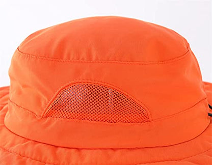 Connectyle Kids Sun Hat for Boys Girls Wide Brim Bucket Hat UPF 50+ Sun Protection Hat Breathable Summer Beach Hat - color: Orange
