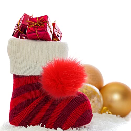 Tatuo 16 Pcs Faux Fur Pom Poms for Hats, Red - color: Red