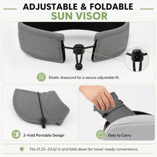Sun Visor Caps Foldable Brim Adjustable Visor Hats for Women Men - color: 2# Grey