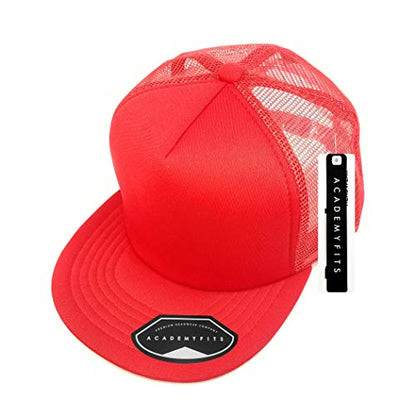 Quality 5 Panel High Crown Trucker Foam Mesh Hat Snapback Men Women Unisex Waterproof Blank Cap #2070 - color: Red