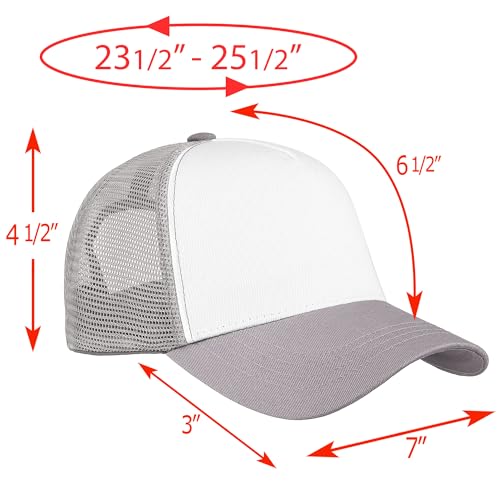Falari 12 Pack Bulk Wholesale Mesh Trucker Hats 5 Panel and 6 Panel Baseball Caps for Men and Women - color: 5 Panel - Light Gray