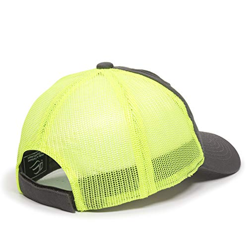 Outdoor Cap Garment Washed Meshback Cap - color: Charcoal/Neon Yellow