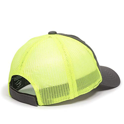 Outdoor Cap Garment Washed Meshback Cap - color: Charcoal/Neon Yellow