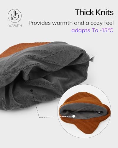 Zylioo XXL XL L Beanie for Big Heads Men Women, Ear Flap Winter Knit Hat - color: Khaki Brown, size: X-Large-3X-Large
