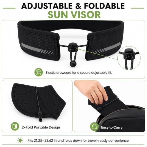 Sun Visor Caps Foldable Brim Adjustable Visor Hats for Women Men - color: 2# Black