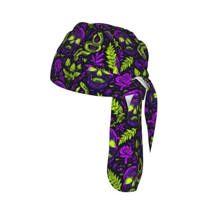 Adjustable Cycling Cap, Quick Dry Sports Bandana Skull Cap Helmet Liner - color: Mysterious Skull Snake