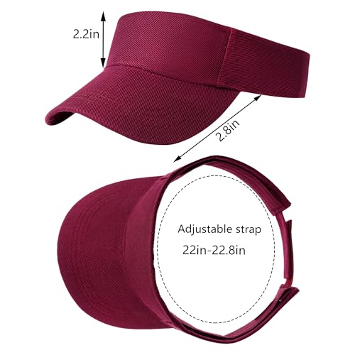 Rbenxia 5 PCS Adjustable Sport Visors Sun Visor Hats Cap Visors Women Men - color: Black, White, Burgundy, Navy Blue, Grey, size: One Size