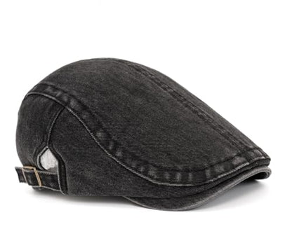 QHFHULV Newsboy Cap for Men Cotton Flat Gatsby Ivy Golf Cabbie Driving Hat - color: Classic Black