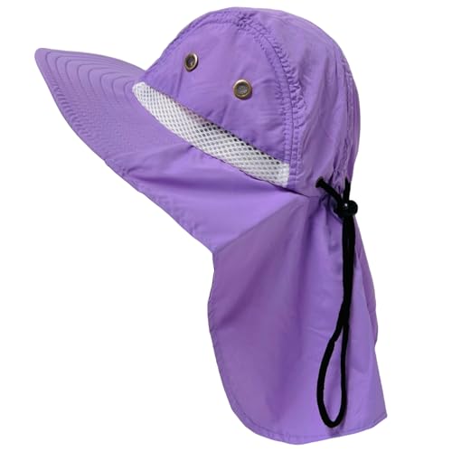 Packable and Adjustable Mesh Boonie Sun Hat with Neck Flap - color: Purple