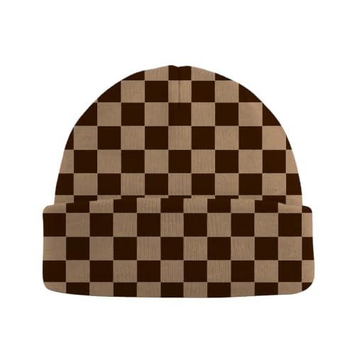 Beanie Knit Hat Winter Unisex Cuffed Beanies Skull Cap Warm Double Layer Thick Acrylic Cute for Girls Women Men - color: Brown