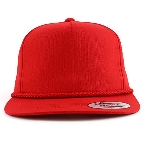 Trendy Apparel Shop Classic 5 Panel Golf Cap Flatbill Snapback Hat - color: Red, size: One Size