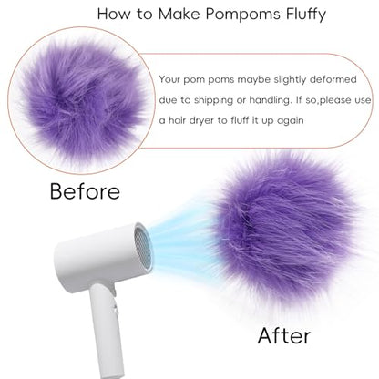 24 Pcs 2.8 Inch Faux Fur Pom Poms for Hats with Elastic Loop - color: Bright Color-24PCS