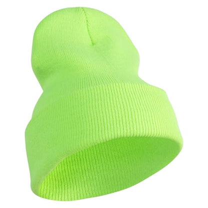 e4Hats.com 12 inch Cuffed Knit Long Beanie - color: Safety Green