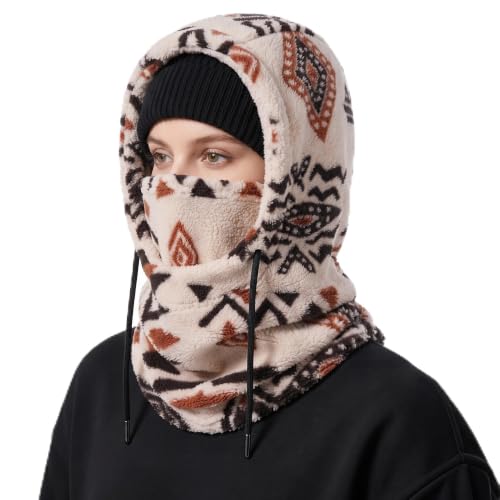 Ski Mask Balalclava Windproof Face Mask Warm Fleece Neck Cover for Cold Weather Helmet Hood for Men & Women - color: Vintage Print