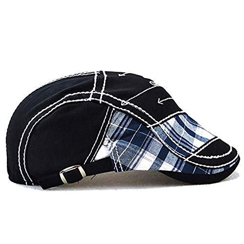 M MOACC Men Beret Hat Cotton Adjustable Newsboy Hats Cabbie Gatsby Cap Driving Flat Caps - color: Hat-t3-black