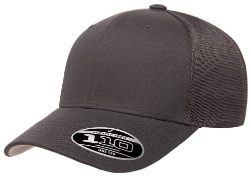 Flexfit 110M Trucker Mid-Profile Mesh Back Snapback Cap - color: Charcoal