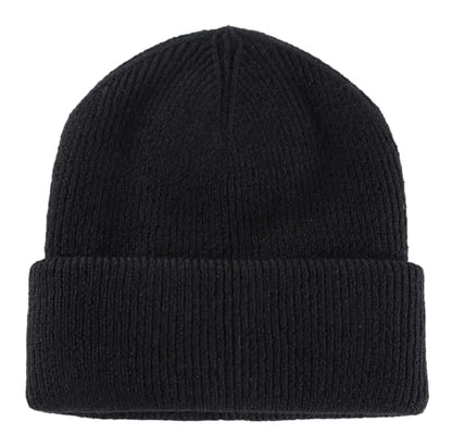 Connectyle Thick Cuffed Beanie for Men & Women Double Layer Knit Winter Hat Acrylic Watch Hat Warm Stocking Skull Cap - color: Black