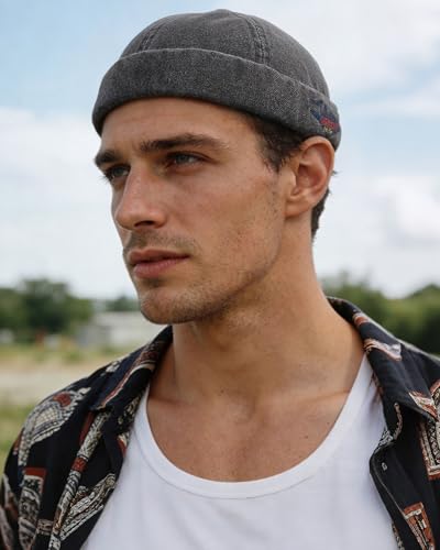 CLAPE Watch Cap Work Beanie Corduroy Docker Leon Brimless Hat Rolled Cuff Harbour Hat - color: Ct60-black