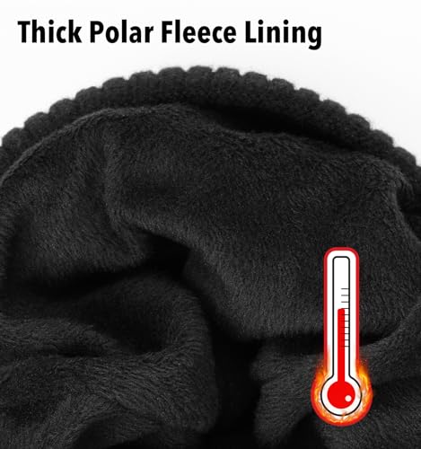 Wmcaps Winter Fleece Lined Beanie Stocking Cap with Reflective Logo - color: Black
