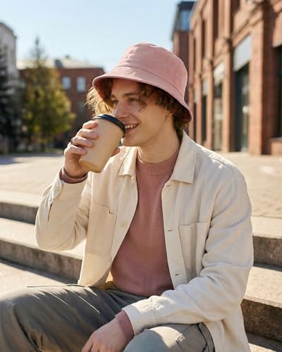 HONGTEYA Bucket Sun Hats for Woman Men Cotton Summer Beach Hat Golf Fishing - color: Pink, size: Medium